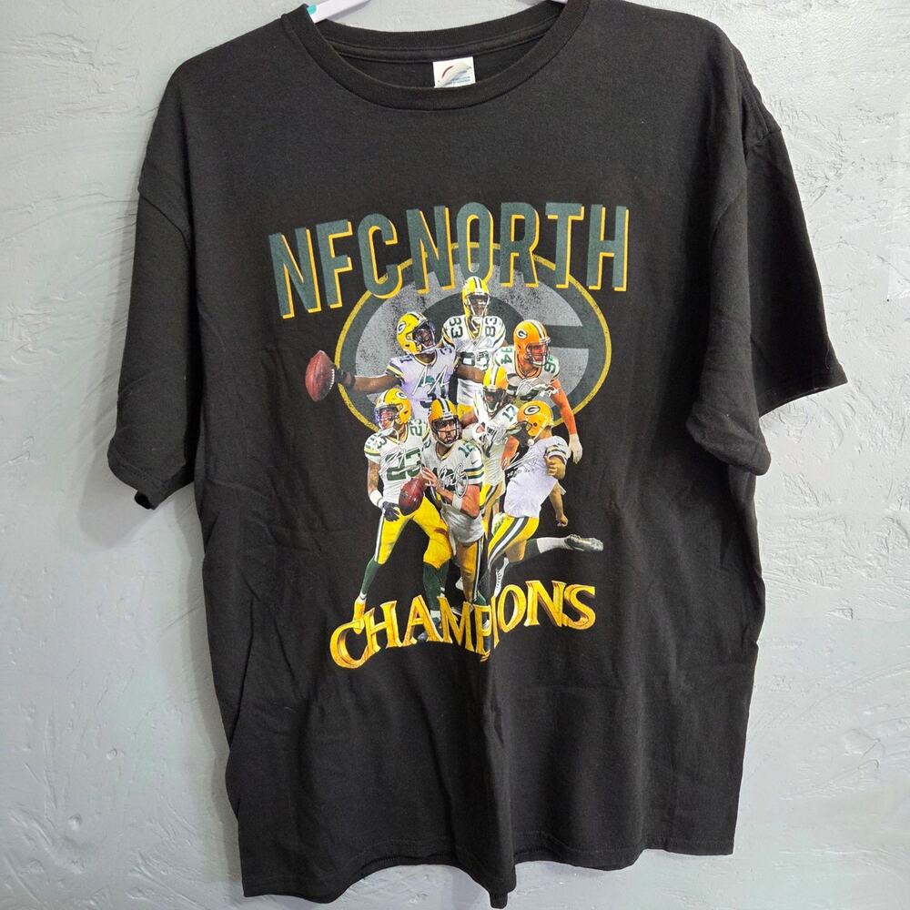 Delta Pro Weight Men's Black Green Bay Packers NFC North Champs T-Shirt size XL